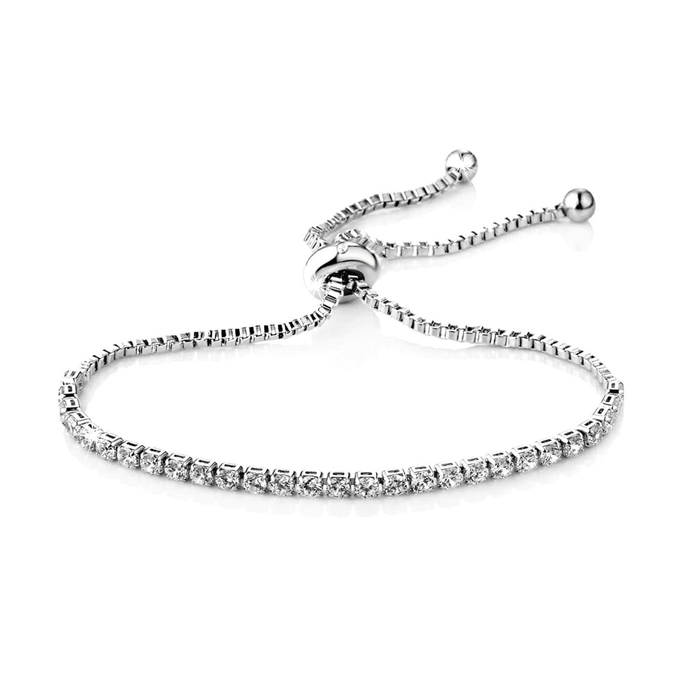 Silver Plated Solitaire Friendship Bracelet Created with Zircondia® Crystals