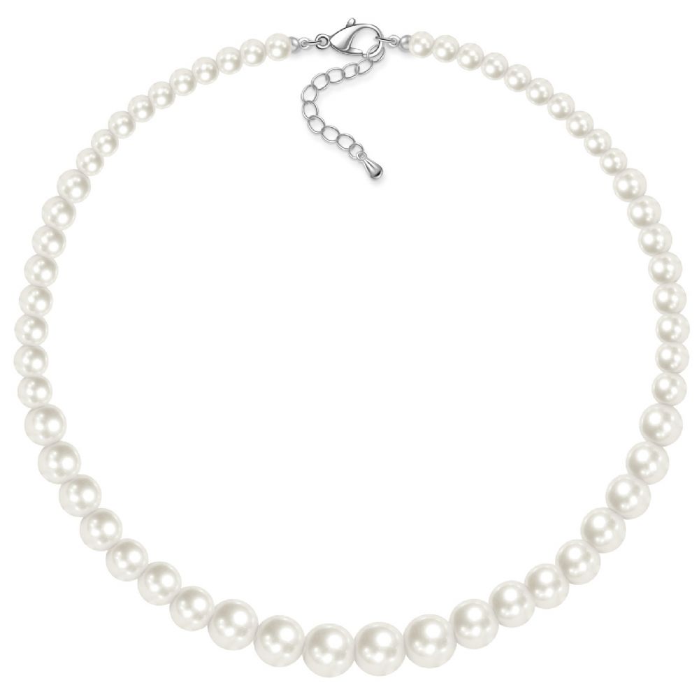 Perlenkette Damen Perlenkette Herren,Choker Perlenkette Perlen Ketten Modeschmuck Damen Perlenkette 6/8/10mm,Perlenkette Mit Anhänger Perlen Choker,Frauen Geschenk Für Weihnachts,Perlenkette 8MM