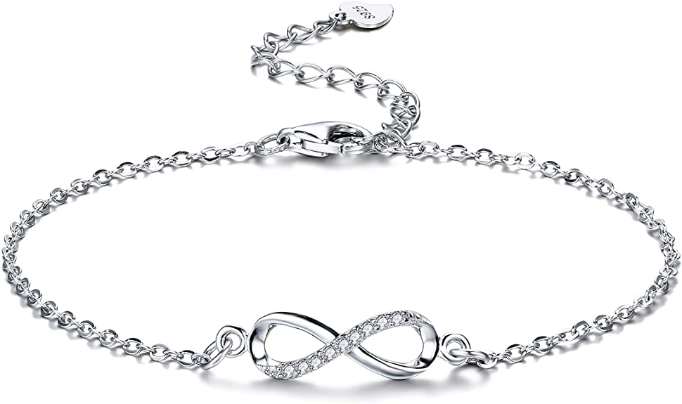 Women Bracelet 925 Sterling Silver Infinity Bracelet for Women with Jewellery Gifts Box