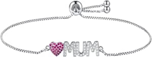 Bracelets for Womens Jewellery 925 Sterling Silver Mum Bracelet ladies Love Heart Bracelets Gifts for Her Women Wife Mum